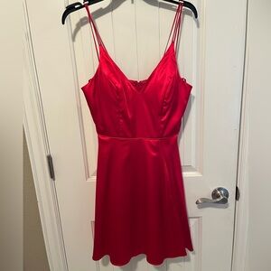 Sequins Hearts Red Satin mini Cocktail dress